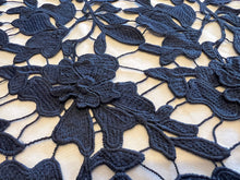 Load image into Gallery viewer, Blue Guipure Lace 3D Floral.   1/4 Metre Price