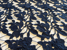 Load image into Gallery viewer, Blue Guipure Lace 3D Floral.   1/4 Metre Price