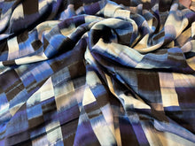 Load image into Gallery viewer, Designer Blue &amp; Aqua Green airbrushed 100% Viscose Check      Price per 1/4 Metre