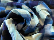 Load image into Gallery viewer, Designer Blue &amp; Aqua Green airbrushed 100% Viscose Check      Price per 1/4 Metre