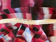 Load image into Gallery viewer, Designer Burgundy &amp; Baby Blue airbrushed 100% Viscose Check      Price per 1/4 Metre