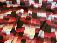 Load image into Gallery viewer, Designer Burgundy &amp; Baby Blue airbrushed 100% Viscose Check      Price per 1/4 Metre