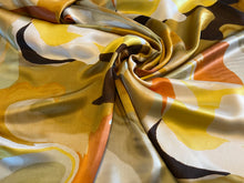 Load image into Gallery viewer, Golden Yellow &amp; Brown 100% Silk Satin Habotai  1/4 Metre Price