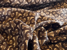 Load image into Gallery viewer, Signature Logo Brown &amp; Gold Print 100% Silk     1/4 Meter Price