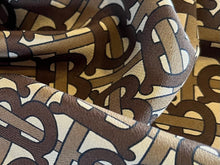 Load image into Gallery viewer, Signature Logo Brown &amp; Gold Print 100% Silk     1/4 Meter Price