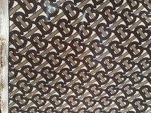 Load image into Gallery viewer, Signature Logo Brown &amp; Gold Print 100% Silk     1/4 Meter Price