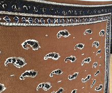 Load image into Gallery viewer, Tan &amp; Airforce Blue Reversible 70% Wool 30% Cashmere Scarf Panel  Only 1x Available