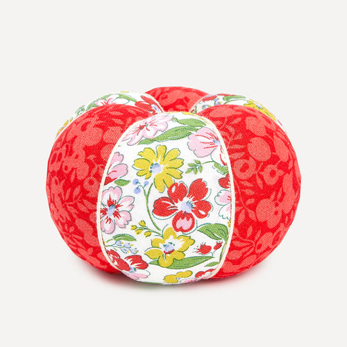 Liberty Red & Green Floral Joy Round Pin Cushion - Preorder