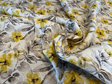 Load image into Gallery viewer, Digital Yellow Floral 100% Linen  1/4 Metre Price