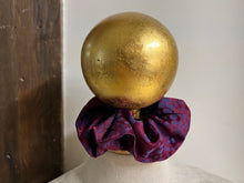 Load image into Gallery viewer, Maroon with Purple Dots 100% Silk Scrunchie
