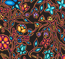 Load image into Gallery viewer, Black Floral Ojibway Print.   100% Cotton.  1/4 Metre Price