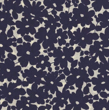 Load image into Gallery viewer, Navy Blue Daisies on Ivory Print.   100% Cotton.  1/4 Metre Price
