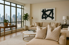 Load image into Gallery viewer, Designer Tan Logo Square Pillows    Price per Pillow Cover