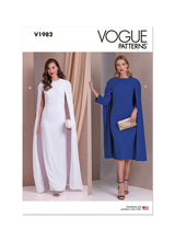 Load image into Gallery viewer, Vogue #1982 Fitted Lined Cape Dress Size 18-20-22-24-26