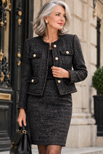 Load image into Gallery viewer, Black Shimmer Couture Tweed 100% Polyester