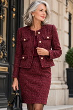 Load image into Gallery viewer, Bordeaux Shimmer Couture Tweed 100% Polyester