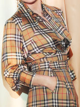 Load image into Gallery viewer, Small Designer Tan Check  78% Cotton  18% Nylon 4% Spandex 1/4 Metre Price