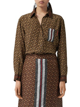 Load image into Gallery viewer, Signature Logo Brown &amp; Gold Print 100% Silk     1/4 Meter Price