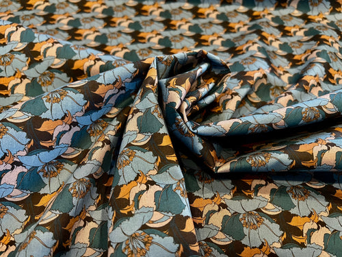 #1080 Little Eustacia Teal & Airforce Blue Liberty of London 100% Cotton Tana Lawn Remnant