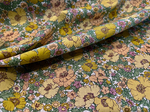 #1054  Yellow & Green Meadow Song Liberty of London 100% Cotton Tana Lawn Remnant
