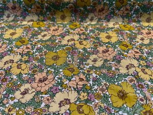 #1054  Yellow & Green Meadow Song Liberty of London 100% Cotton Tana Lawn Remnant