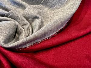 Reversible Grey & Red Knit 80% Cotton 20% Silk.   1/4 Metre Price
