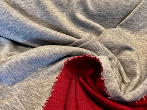 Reversible Grey & Red Knit 80% Cotton 20% Silk.   1/4 Metre Price