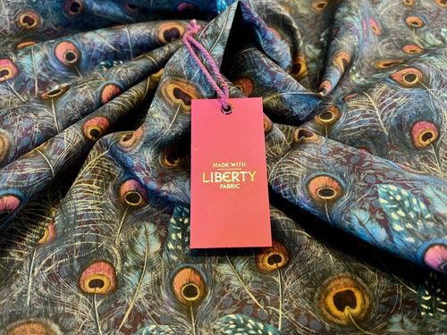 Peacock Manor Blue Liberty of London 100% Cotton Tana Lawn    1/4 Meter Price