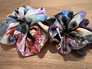 Abstract Floral Silk & Viscose Scrunchie