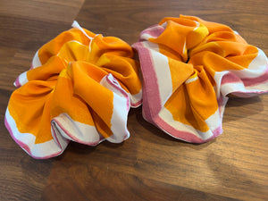 Tangerine & Pink 100% Silk Scrunchie
