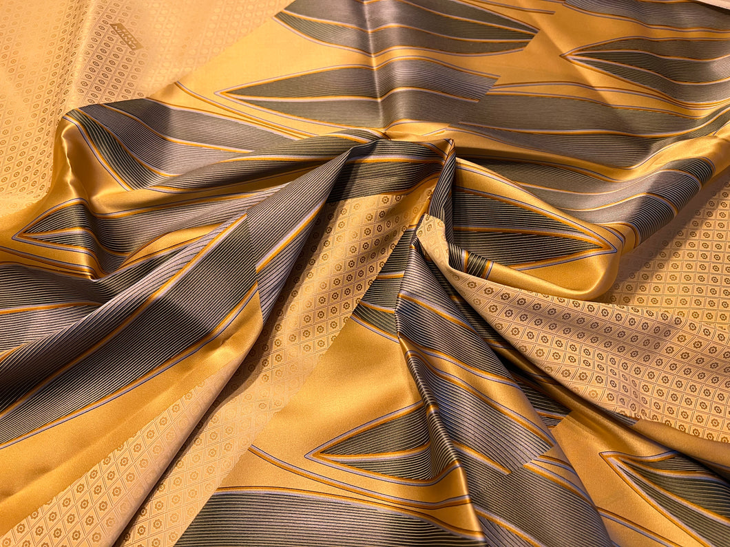 Designer Yellow Abstract 100% Silk Scarf Panel  95 cm x 110 cm   Price per Panel