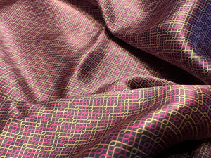 Purple & Gold 100% Silk Scarf Panel  95 cm x 110 cm   Price per Panel