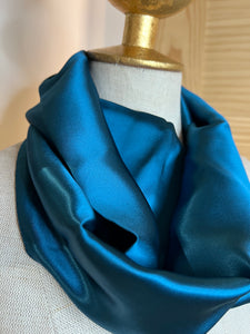 Turquoise Teal 100% Silk Scarf