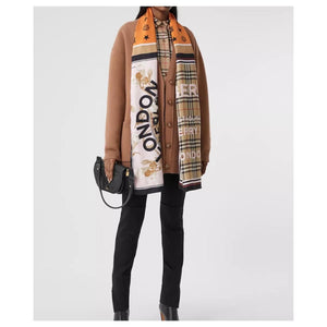 Designer Horseferry Stole Print 100% Silk Scarf  50% Off Only 1x Avaialble