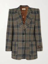 Load image into Gallery viewer, Designer Blue Plaid 58% Linen 42% Cotton     Price per 1/4 Metre