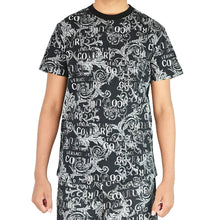 Load image into Gallery viewer, Designer Grey &amp; Black Baroque 100% Cotton Knit   1/4 Metre Price