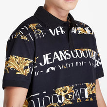Load image into Gallery viewer, Designer Black &amp; Gold Designer Baroque Scroll 100% Cotton Pique Knit.    1/4 Meter Price