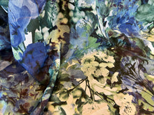 Load image into Gallery viewer, Blue &amp; Green Floral 70% Cotton &amp; 30% Silk Lawn.   1/4 Metre Price