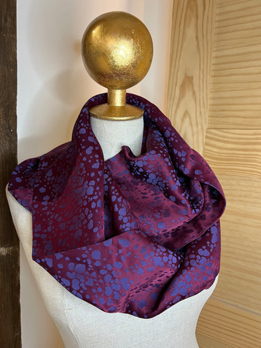 Maroon with Purple Dots 100% Silk Scarf