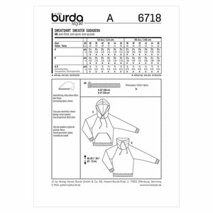 Burda #6718 Sewing Pattern Size 36 - 46