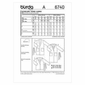 Burda 6740 Unisex Bathrobe All Sizes