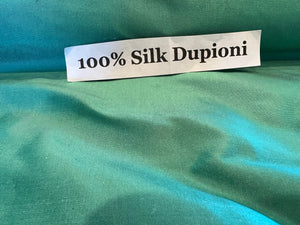 Caribe Green 100% Silk Dupioni.   1/4 Metre Price