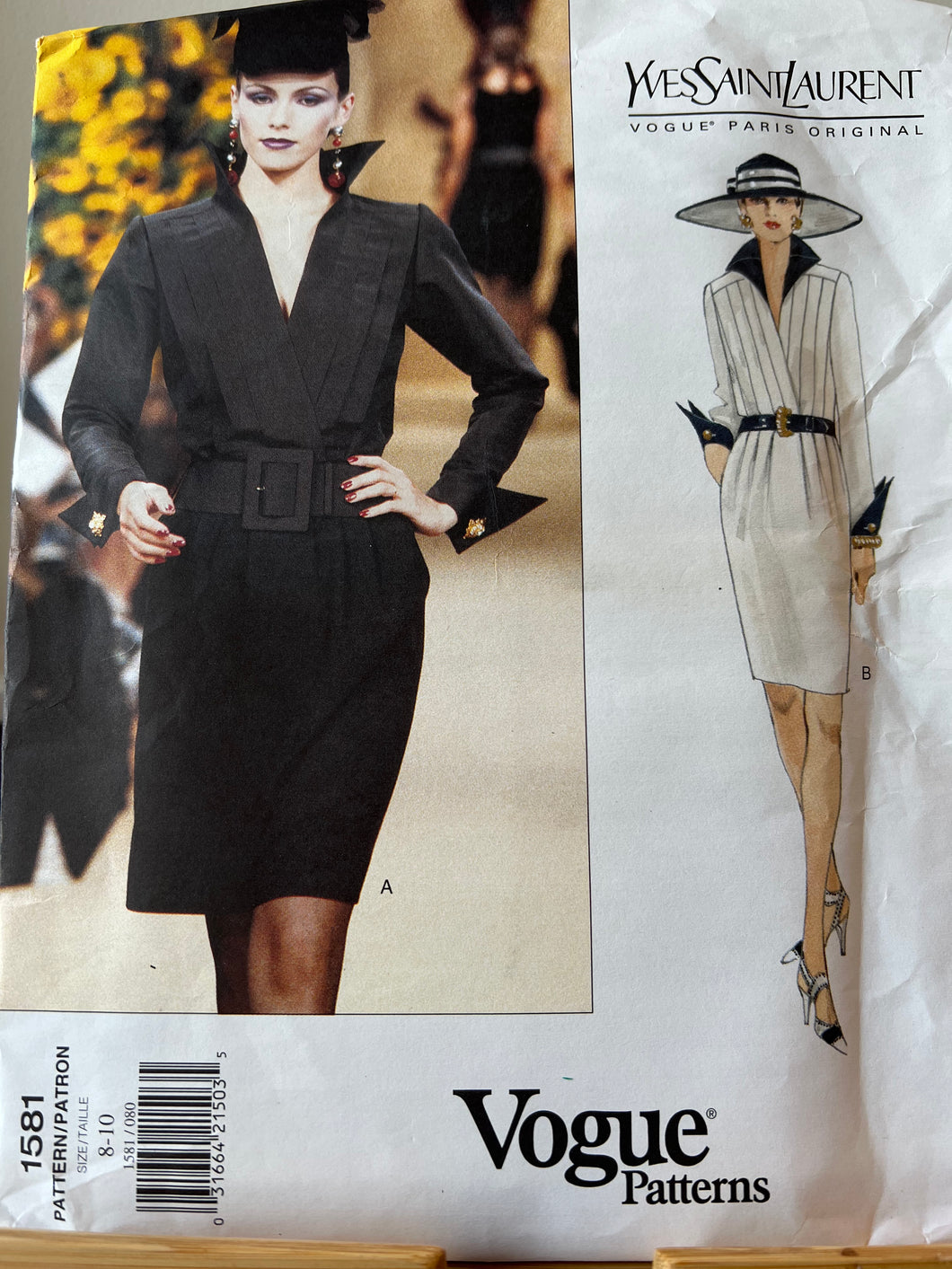 Vintage Vogue 1581 Yves Saint Laurent Size 8 -10