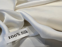 Load image into Gallery viewer, Ivory Snow Satin Faced 100% Silk Twill.   1/4 Metre Price