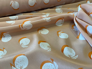 Designer Peach & Cream Amora Tangerine 100% Silk Crepe de Chine.   1/4 Metre Price