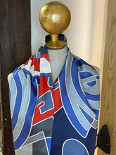 Load image into Gallery viewer, Blue Designer Silk Twill Infinity Scarf