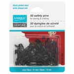 Black Plated Steel Safety Pins - Assorted Sizes - 50pcs
