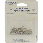 Hooks & Eyes Silver - size 2 - 14 sets. 3032320