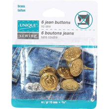 Load image into Gallery viewer, Jean Buttons No Sewing - Gold - 6 pcs. - 15mm (5⁄8″)