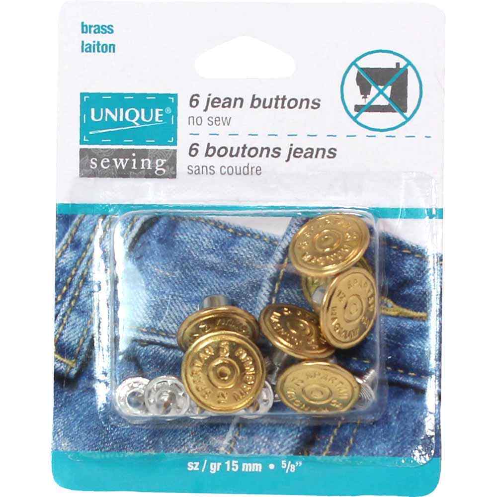 Jean Buttons No Sewing - Gold - 6 pcs. - 15mm (5⁄8″)